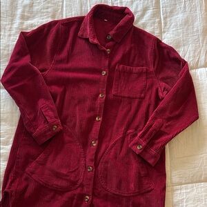 Deep Red 100% Cotton Shacket